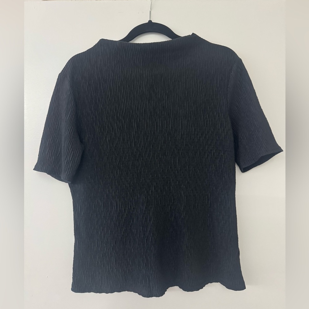 Halogen Black Ribbed Short Sleeve Top